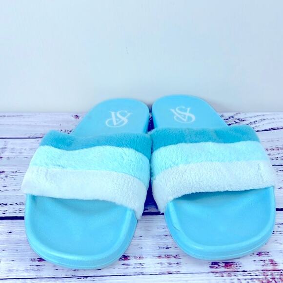 Victoria's Secret Striped Faux Fur Slides size Large - Picture 6 of 14